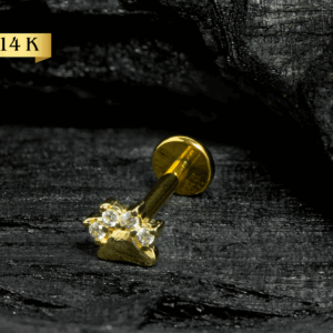 LABRET OURO 14K R/I MINI PATINHA C/ ZIRC - 1.2 X 8MM - CO214 - Imagem 1