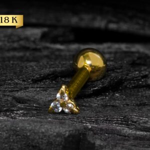 MICRO RETO OURO TRINITY C/ PEDRA MI16 - AMARELO - Imagem 1
