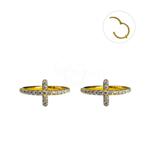 SEGMENTO CLICKER TITÂNIO PVD GOLD CRUZ CRAVEJADA - 10MM - Imagem 1