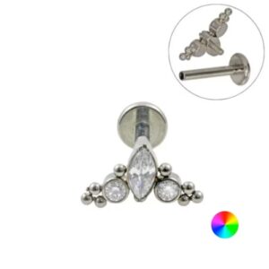 LABRET TITÂNIO R/I CLUSTER INDIANO 3 PEDRAS - Imagem 1
