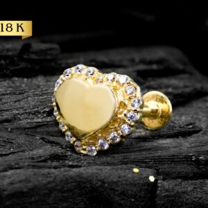LABRET OURO 18K R/I CORAÇÃO CRAVEJADO - 1.2 X 8MM - CO246 - Imagem 1