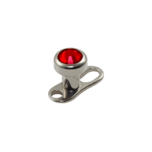 MICRODERMAL TITÂNIO C/ STRASS VERMELHO - 4MM - Imagem 1