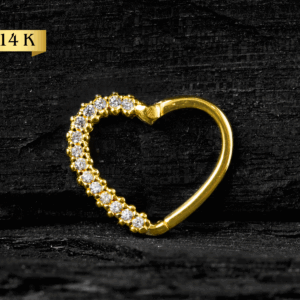 HEART CLICKER OURO 14K LATERAL CRAVEJ - L. DIREITO - AAO12 - Imagem 1