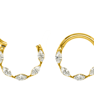 SEGMENTO CLICKER  TITÂNIO PVD GOLD FRONTAL C/ ZIRCÔNIA - Imagem 1