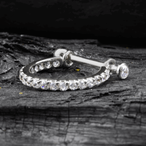 CONCH MEIA ARGOLA OURO 18K CRAVEJADO CH01 - BRANCO - Imagem 1