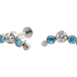 LABRET TITÂNIO R/I CLUSTER 5 PEDRAS - CRISTAL / AZUL - Imagem 1