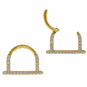 SEGMENTO TIT PVD GOLD CLICKER MEIA ARGOLA CRAVEJADA - 8MM - Imagem 1