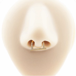 SEGMENTO TIT PVD GOLD CLICKER MEIA ARGOLA CRAVEJADA - 8MM - Imagem 2