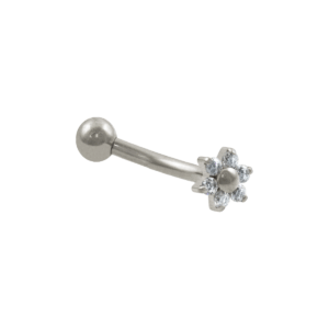 MICRO CURVO TITÂNIO R/I MINI FLOR C/ ZIRCÔNIA - 1.2 X 10MM - Imagem 1