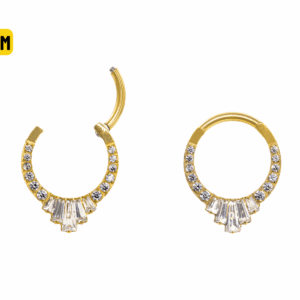 SEGMENTO TIT PVD GOLD CLICKER CRAVEJADA C/ ZIRCÔNIA - 8MM - Imagem 1