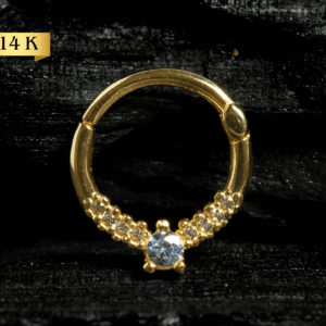 SEGMENTO CLICKER OURO 14K CRAVEJ. ZIRCÔNIA - 8MM - AAO11 - Imagem 1
