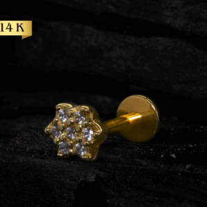 LABRET OURO 14K R/I FLOR CRAVEJ - 1.2 X 8MM - CO44 - Imagem 1