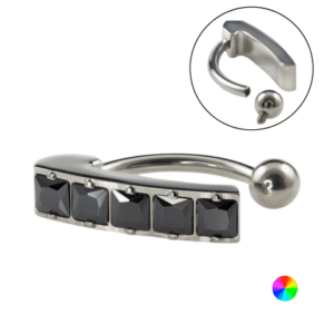 BANANA BELL TITÂNIO R/I CURVADO C/ PEDRA BLACK - Imagem 1