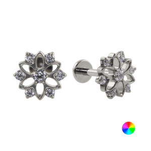 LABRET TITÂNIO R/I FLOR MANDALA C/ PEDRA - Imagem 1