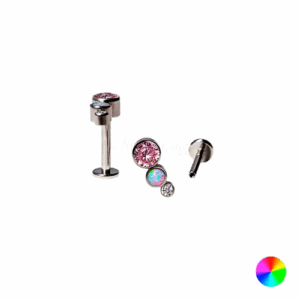 LABRET TITÂNIO R/I 3 PEDRAS MULTICOLOR - ROSA - Imagem 1