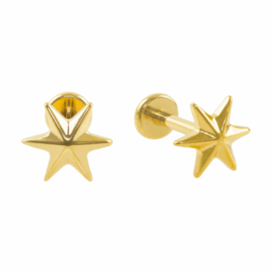 LABRET TITÂNIO PVD GOLD R/I ESTRELA - Imagem 1