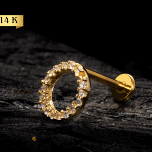 LABRET OURO 14K R/I CÍRCULO CRAVEJADO - CO261P - Imagem 1