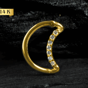 LUA CLICKER CRAVEJADA OURO 14K - AMARELO - AAO10 - Imagem 1