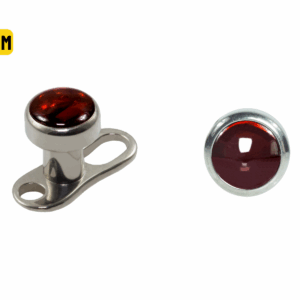 MICRODERMAL TITÂNIO COPINHO C/ PEDRA NATURAL VERMELHA - 4MM - Imagem 1