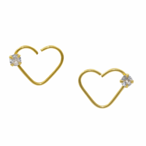 HEART BANHADO A OURO C/ 1 PEDRA LATERAL C118 - LADO DIREITO - Imagem 1