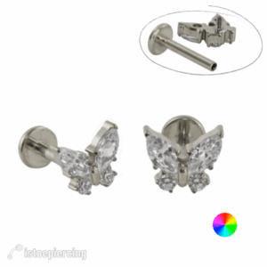 LABRET TITÂNIO R/I BORBOLETA C/ ZIRCÔNIA MOD2 - NATURAL - Imagem 1