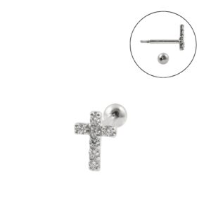 MICRO RETO CRUZ CRAVEJADA OURO - BRANCO - MI08 - Imagem 1