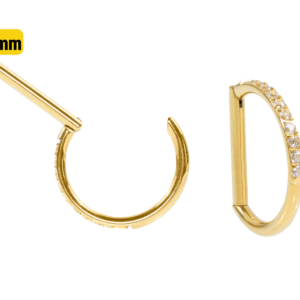 MEIA ARGOLA CLICKER TITÂNIO PVD GOLD METADE CRAVEJADA - 10MM - Imagem 1