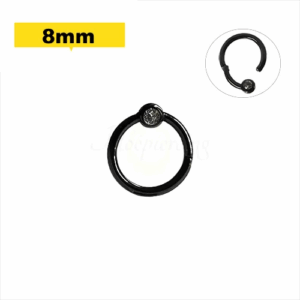 CAPTIVE CLICKER PVD BLACK C/ STRASS - 8MM - Imagem 1