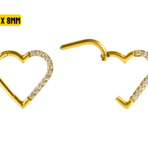 HEART AÇO PVD CLICKER CRAVEJADO 1.2 X 8MM - LADO ESQUERDO - Imagem 1