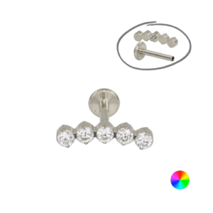 LABRET TITÂNIO R/INTERNA CLUSTER 5 PEDRAS MOD4 - Imagem 1