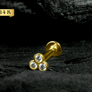LABRET R/I OURO 14K TRINITY CRAV. INGLESA - CO211 - Imagem 1