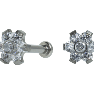 LABRET TITÂNIO PUSH PIN FLOR C/ ZIRCÔNIA - Imagem 1