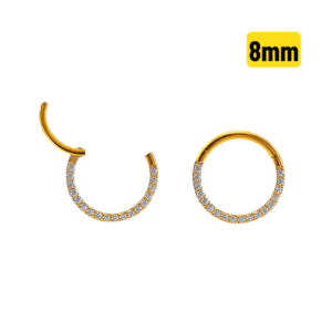 ARGOLA CLICKER CRAVEJADA TITÂNIO PVD GOLD - 8MM - Imagem 1