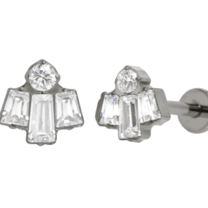 LABRET TITÂNIO R/I CLUSTER 3 PEDRAS MOD6 - Imagem 1