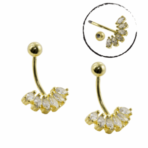 MICRO CURVO CLUSTER 6 PEDRAS - BANHADO A OURO - Imagem 1