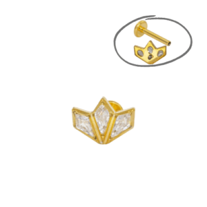 LABRET TITÂNIO PVD R/INTERNA LÓTUS C/ PEDRA MOD2 - PVD GOLD - Imagem 1