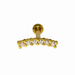 MICRO-RETO BARRINHA C/ PEDRA  - C237 (BANHADO A OURO) - Imagem 1