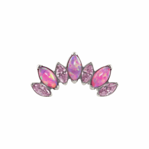 LABRET TITÂNIO R/I CLUSTER 7 PEDRAS OPALA - ROSA - Imagem 1