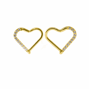 HEART TIT PVD GOLD CLICKER LATERAL CRAVEJ - LADO ESQUER 10MM - Imagem 1