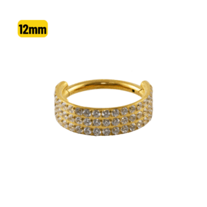 ARGOLA SEGMENTADA TITÂNIO PVD GOLD TRIPLA - 12MM - Imagem 1