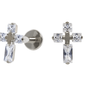 LABRET TITÂNIO R/I CRUZ C/ ZIRCÔNIA - Imagem 1