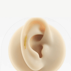 LABRET TITÂNIO R/I BARRA DUPLA CURVADA - PVD GOLD - Imagem 2