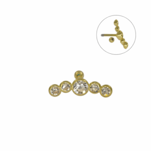 MICRO RETO CLUSTER 5 PEDRAS MOD2  - BANHADO A OURO - Imagem 1