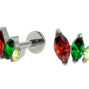 LABRET TITÂNIO R/I CLUSTER 3 ZIRCÔNIAS COLORS 2 - Imagem 1