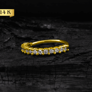 NOSTRIL ARGOLA OURO 14K CRAVEJ C/ ZIRCÔNIA  - AMARELO - AGR - Imagem 1
