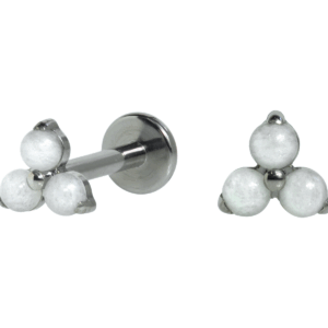 LABRET TITÂNIO R/I TRINITY C/ ÁGATA - BRANCA - Imagem 1