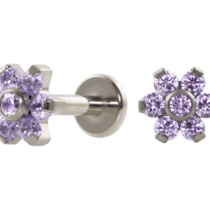 LABRET TITÂNIO R/I FLOR C/ ZIRCÔNIA MOD2 - LILÁS - Imagem 1