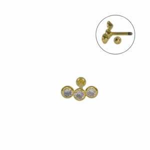 MICRO RETO MINI CLUSTER 3 PEDRAS - BANHADO A OURO - Imagem 1
