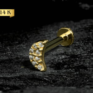 LABRET OURO 14K LUA CRAVEJADA - CO273 - Imagem 1