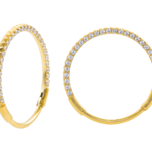 ARGOLA SEGMENTADA TITANIO PVD GOLD DUPLA TRABALHADA/ PEDRA - 12MM - Imagem 1